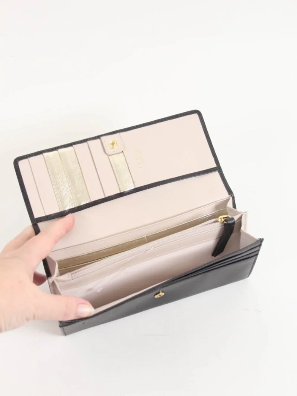 Radley London Black Leather Scottie Dog Long Wallet Checkbook Clutch Organizer